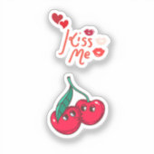 Funny Cherries in Liebe" Gelassen Aufkleber (Vorderseite)