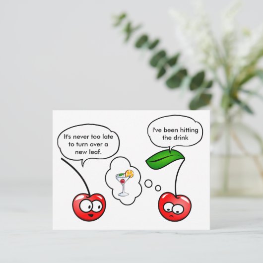 Funny Cherry Puns Joke Postkarte (Stehend Vorderseite)