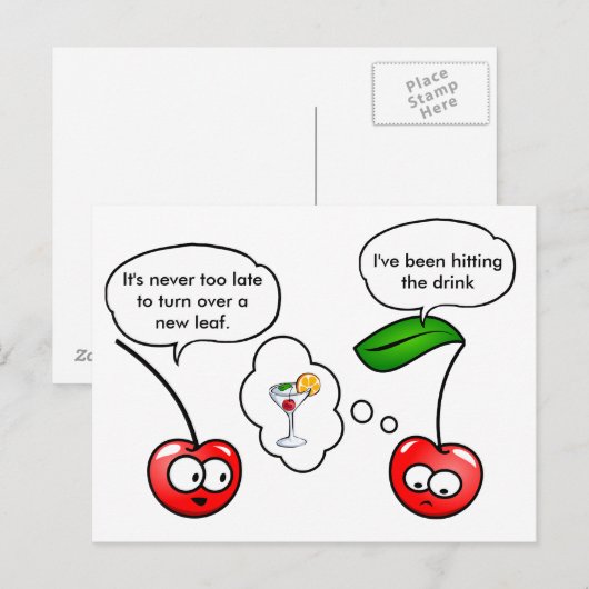Funny Cherry Puns Joke Postkarte (Vorne/Hinten)