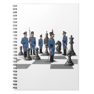 Funny Chess Soldiers Cartoon Military trifft Schac Notizblock