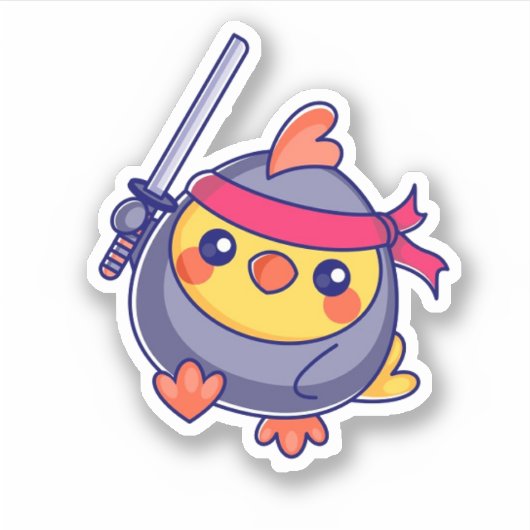 Funny Chibi Ninja Chick Aufkleber (Vorderseite)