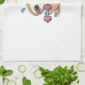 Funny Chibi Sloth Workout  Cute Kawaii Gym Cartoon Geschirrtuch (Gefaltet)