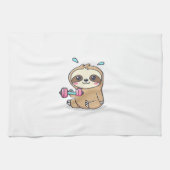 Funny Chibi Sloth Workout Cute Kawaii Gym Cartoon Geschirrtuch (Horizontal)