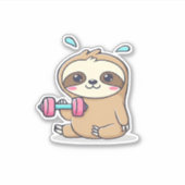 Funny Chibi Sloth Workout Niedlich Kawaii Gym Cart Aufkleber (Vorderseite)