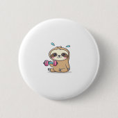 Funny Chibi Sloth Workout Niedlich Kawaii Gym Cart Button (Vorderseite)