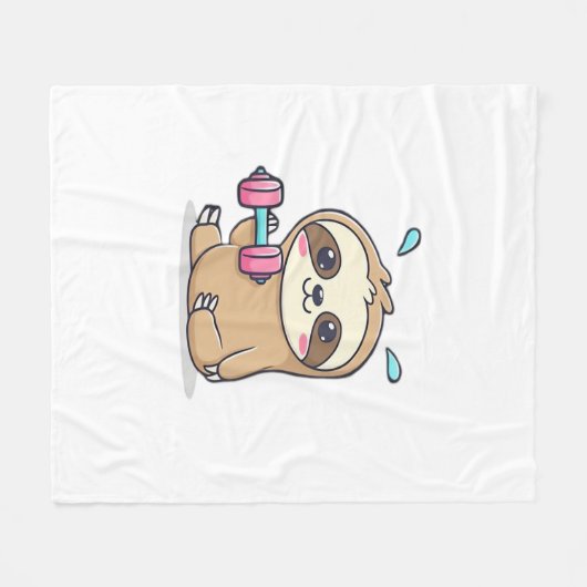 Funny Chibi Sloth Workout Niedlich Kawaii Gym Cart Fleecedecke (Vorderseite (Horizontal))