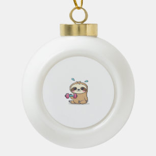 Funny Chibi Sloth Workout Niedlich Kawaii Gym Cart Keramik Kugel-Ornament