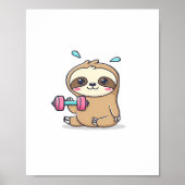 Funny Chibi Sloth Workout Niedlich Kawaii Gym Cart Poster (Vorne)