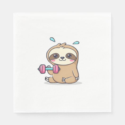 Funny Chibi Sloth Workout Niedlich Kawaii Gym Cart Serviette (Vorderseite)