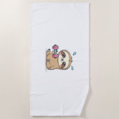 Funny Chibi Sloth Workout Niedlich Kawaii Gym Cart Strandtuch (Vorderseite)
