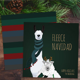 Funny Chic Festive “Fleece Navidad” Pun Feiertagskarte