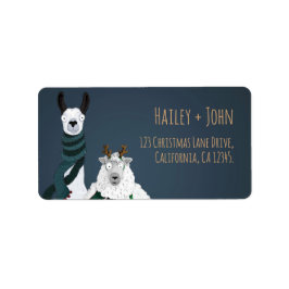 Funny Chic Festive Llama & Sheep Return Address Adressaufkleber
