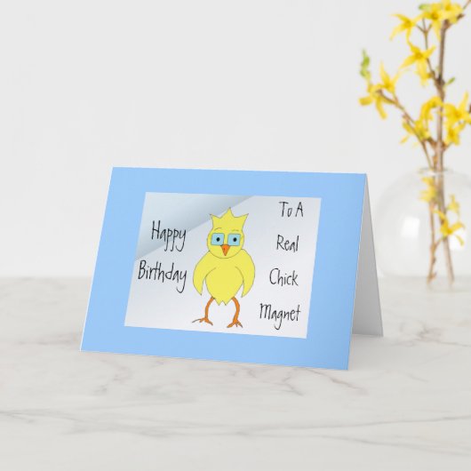 Funny Chick Birthday Message Karte (Gelbe Blume)