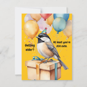 Funny Chickadee Geburtstags-Spaß mit Balloons Postkarte