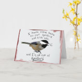 Funny Chickadee Kick-ass Birthday Bird isst Spider Karte (Gelbe Blume)