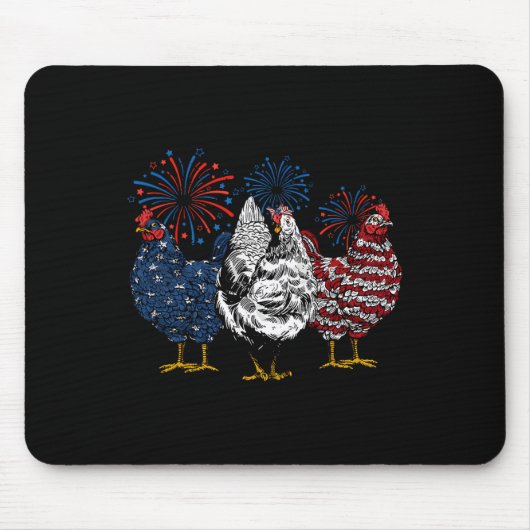 Funny Chicken 4. Juli Patriotic American Chick Mousepad (Vorne)