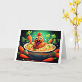 Funny Chicken, 5" x 7" geklappt Danke Karte (Gelbe Blume)