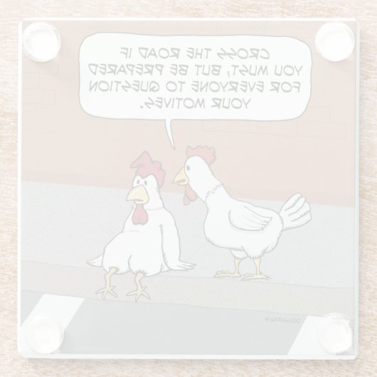 Funny Chicken Advice über den Road Square Glasuntersetzer (Rückseite)