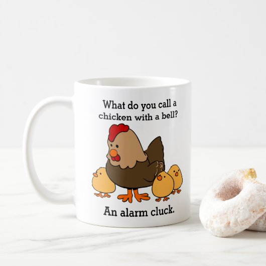 Funny Chicken Alarm Kluck Joke Kaffeetasse (Mit Donut)