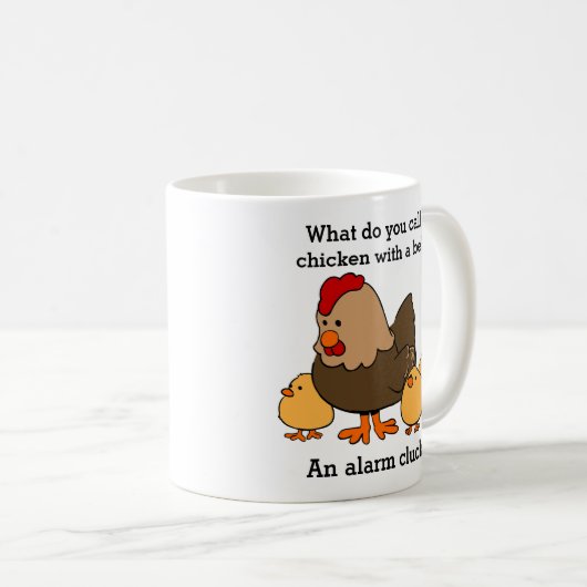 Funny Chicken Alarm Kluck Joke Kaffeetasse (VorderseiteRechts)