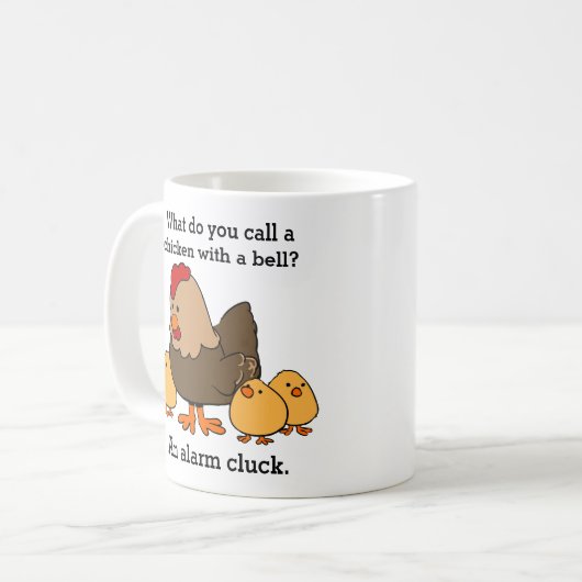 Funny Chicken Alarm Kluck Joke Kaffeetasse (Vorderseite Links)