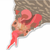 Funny Chicken Auf den Kopf Aufkleber (Vorderseite)