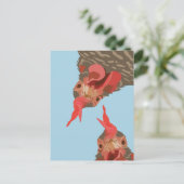 Funny Chicken Auf den Kopf Postkarte (Stehend Vorderseite)