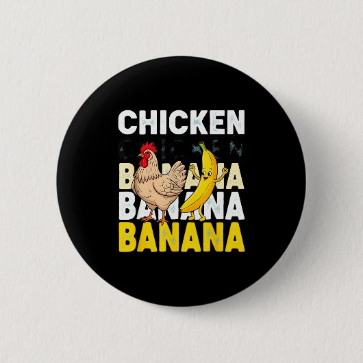 Funny Chicken Banana Dance Meme For Kids & Adu Button (Vorderseite)