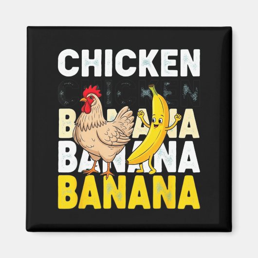 Funny Chicken Banana Dance Meme For Kids & Adu Magnet (Vorne)