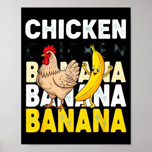Funny Chicken Banana Dance Meme For Kids &amp; Adu Poster (Vorne)
