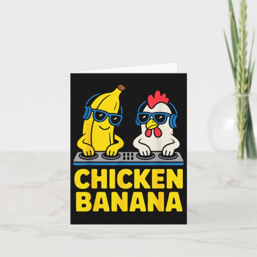 Funny Chicken Banana Karte (Vorderseite)