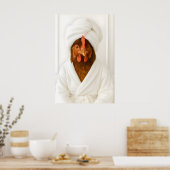 Funny Chicken Bathroom Print, Chicken In Bathrobe Poster (Küche)