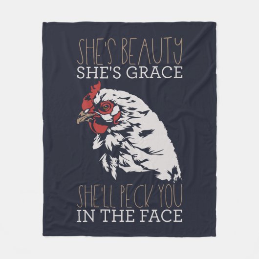 Funny Chicken Bauer Sie ist Grace Beauty Fleecedecke (Vorderseite)