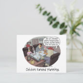 Funny Chicken Beerdigung Planung mit niedlichen Hü Postkarte (Stehend Vorderseite)