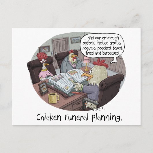 Funny Chicken Beerdigung Planung mit niedlichen Hü Postkarte (Vorderseite)