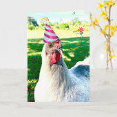 Funny Chicken Birthday Card Karte (Gelbe Blume)