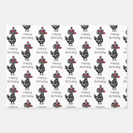 Funny Chicken Birthday Geschenkpapier Set (Vorderseite 3)