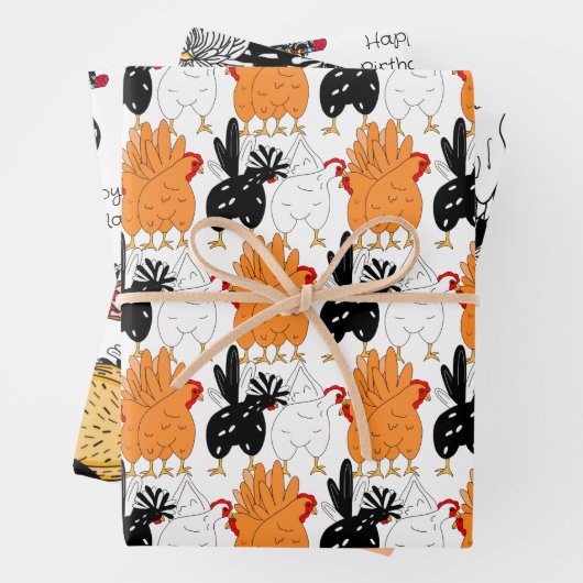 Funny Chicken Birthday Geschenkpapier Set (Beispiel)