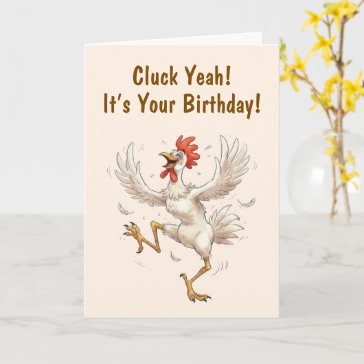 Funny Chicken Birthday Karte (Gelbe Blume)