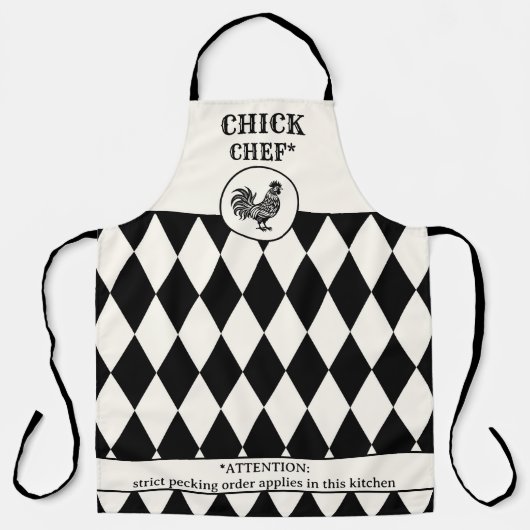 Funny Chicken Black und off-White Schürze (Vorderseite)