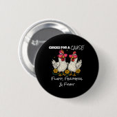 Funny Chicken Brustkrebs Hühner für ein Wochenende Button (Vorne & Hinten)