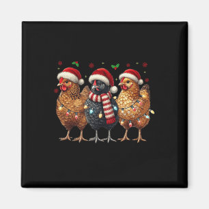Funny Chicken Christmas Lights Animal Bauer Xmas Magnet