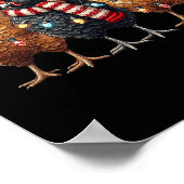 Funny Chicken Christmas Lights Animal Bauer Xmas Poster (Ecke)