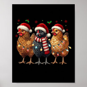 Funny Chicken Christmas Lights Animal Bauer Xmas Poster