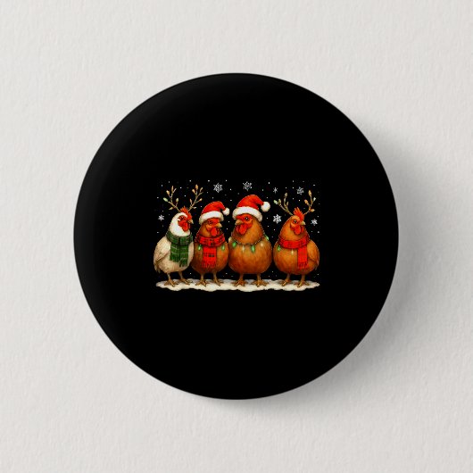 Funny Chicken Christmas Lights Farm Animal Cute Xm Button (Vorderseite)