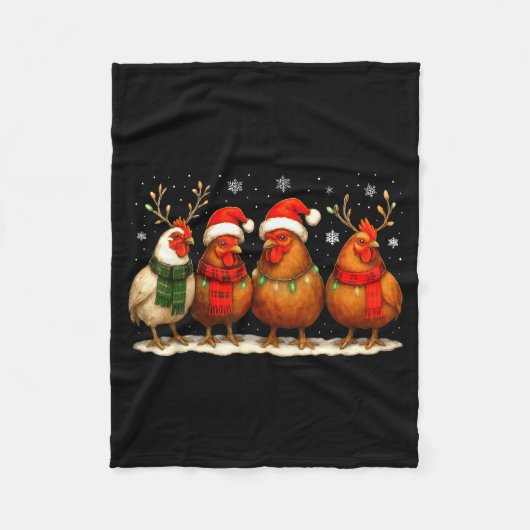 Funny Chicken Christmas Lights Farm Animal Cute Xm Fleecedecke (Vorderseite)