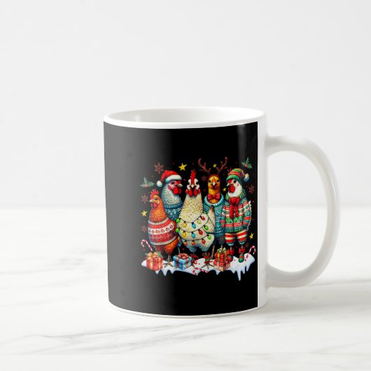 Funny Chicken Christmas Lights Farm Animal Cute Xm Kaffeetasse (Rechts)