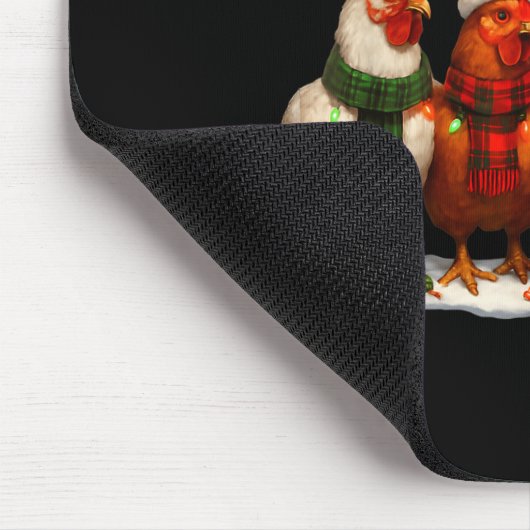Funny Chicken Christmas Lights Farm Animal Cute Xm Mousepad (Ecke)