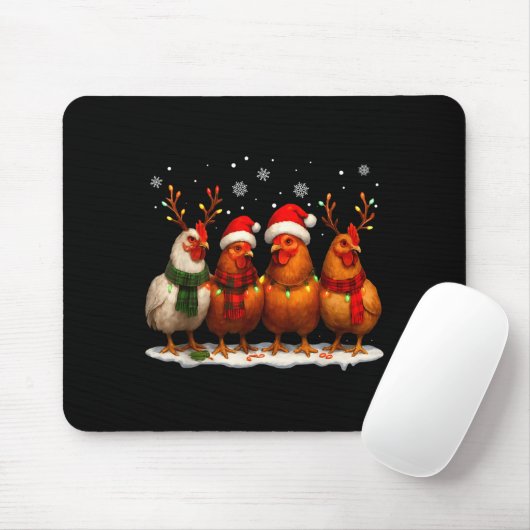 Funny Chicken Christmas Lights Farm Animal Cute Xm Mousepad (Mit Mouse)
