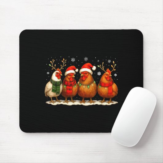 Funny Chicken Christmas Lights Farm Animal Cute Xm Mousepad (Mit Mouse)
